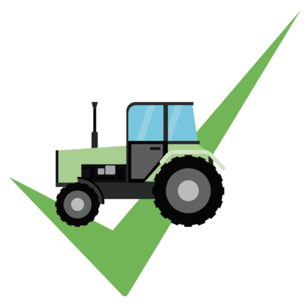 Illustration d'un tracteur sur fond d'une coche verte
